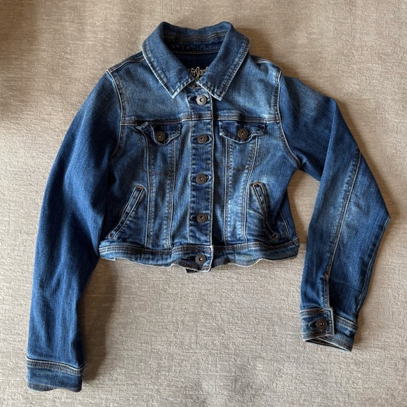Cat & Jack Girls Denim Jean Jacket Medium 7/8 – Classic Blue Button Up Outerwear - Picture 1 of 6